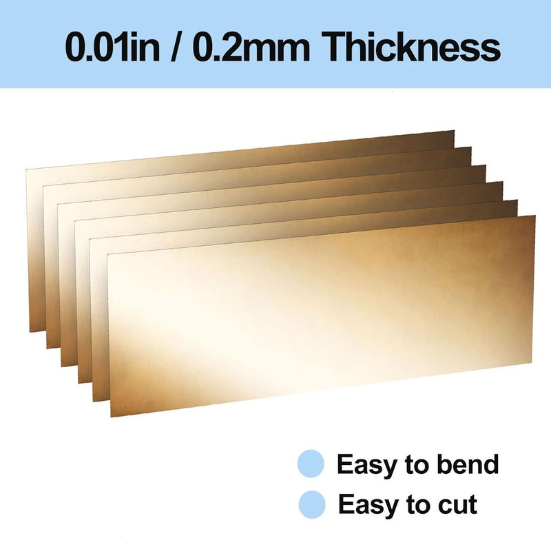 Tsmhisd ورقة نحاسية، شريحة نحاسية، صفائح معدنية، 10" طول × 4" عرض × 0.010" سمك، لوحة نحاسية، 6 قطع - Image 2